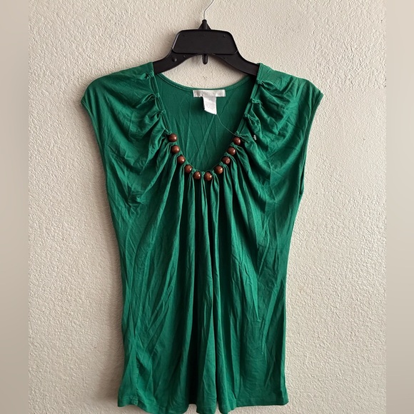 Design History Emerald Top with Wooden Beads S - Picture 1 of 7